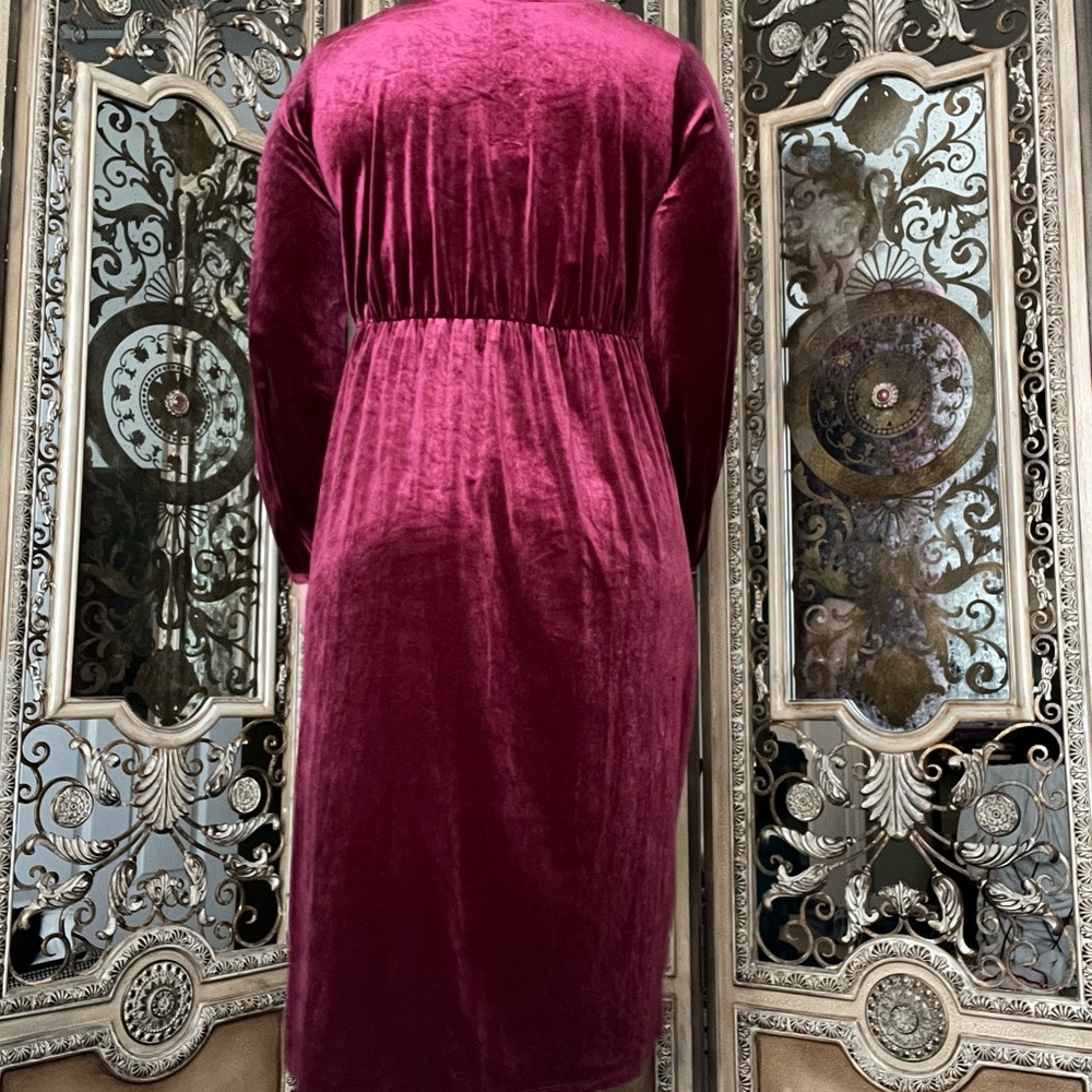 a new day Burgundy Velvet Wrap Dress - Picture 2 of 4
